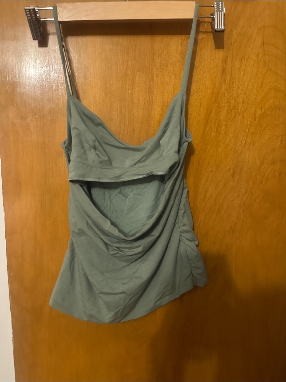 Oh Polly Draped Cowl Neck Camisole in Sage Green